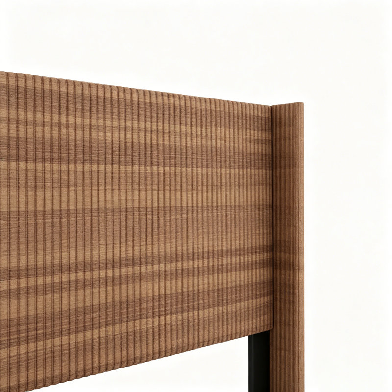 Tête de lit de 44,5 po, lit plateforme grand avec rangement, Queen, Brown