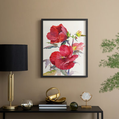 Hibiscus Glow III, reproduction encadrée - bois massif