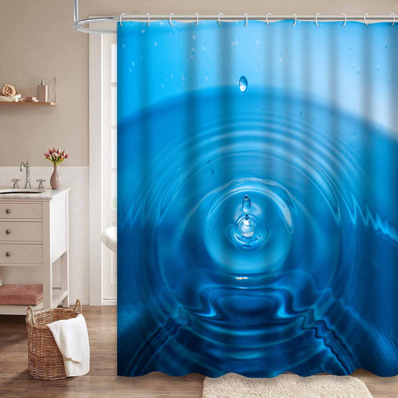 Rideau de douche bleu imperméable, rideaux de douche pour la salle de bain avec 12 crochets, 72" L x 78" W
