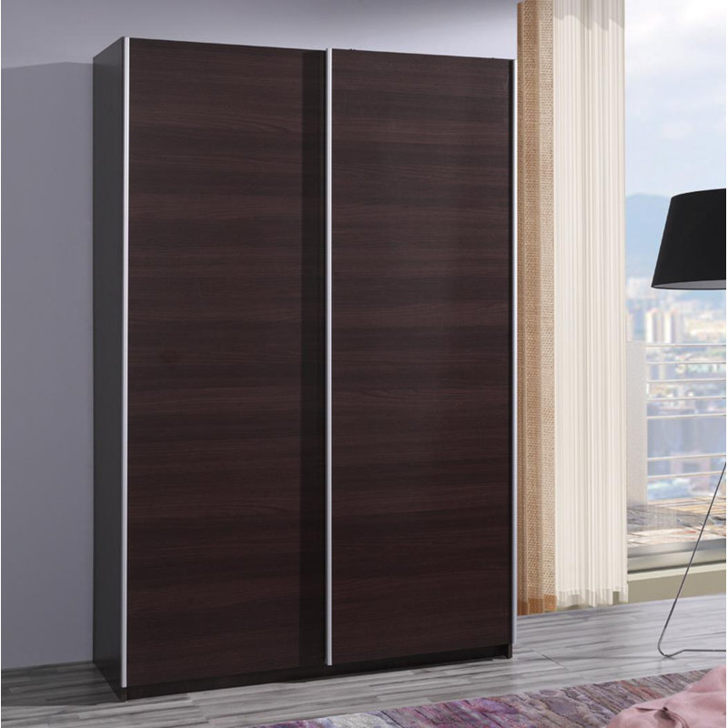 Mikole 2 Door Solid + Manufactured Wood Wardrobe, Chestnut Wenge