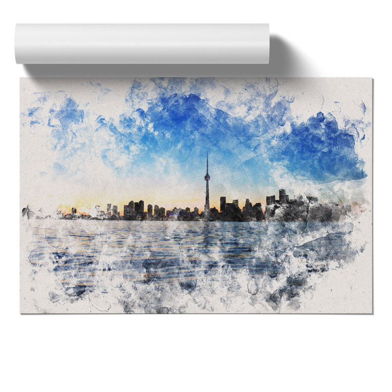 Toronto Skyline - Unframed Painting, 21cm H x 30cm W x 0.1cm D