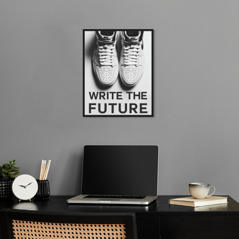 «Writer le futur» par Notoriart, H 21 po x l 17 po, Cadre noir