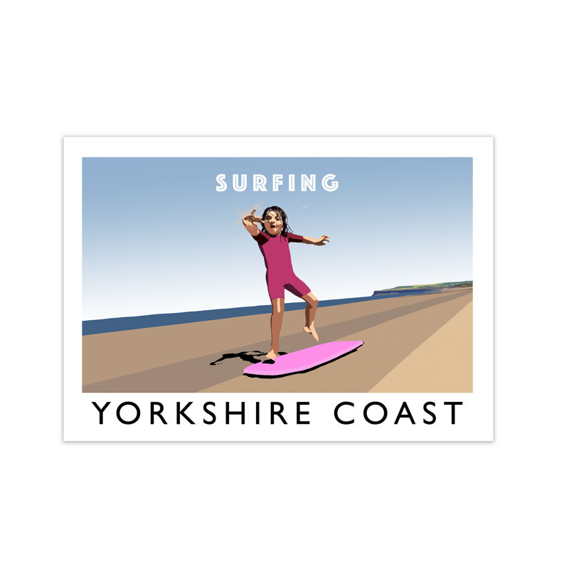 Surfing Yorkshire Coast by Richard O'Neill - Print, Unframed, 42cm H x 59.4cm W x 3cm D