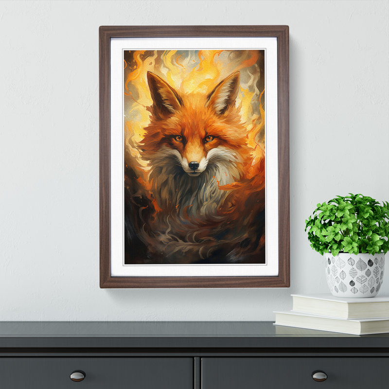 Single Picture Frame Print on Wood, Walnut Framed, 34cm H x 25cm W