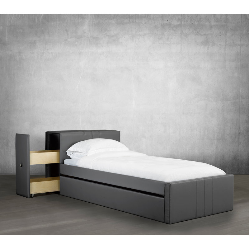 Lit matelot et capitaine avec lit gigogne en bois massif, Simple, Gris anthracite