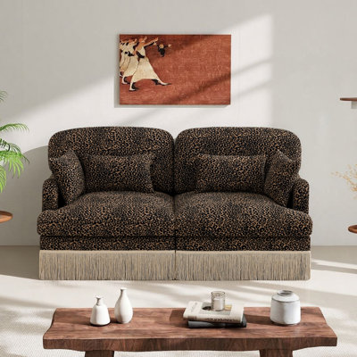 69.2''Modern Chenille Leopard Printing Loveseat Sofa