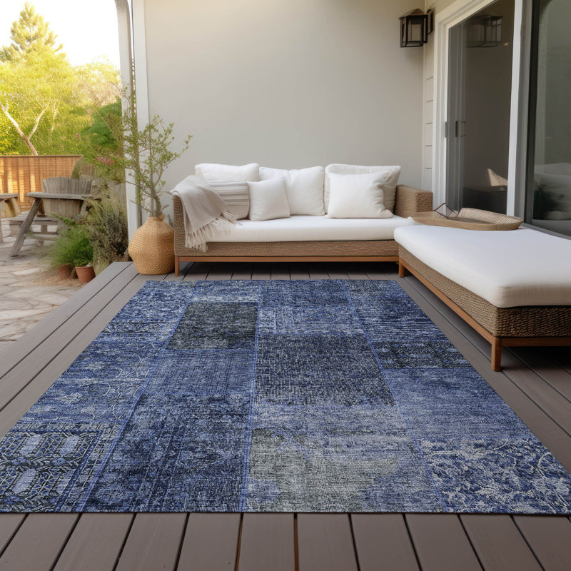 Tapis intérieur / extérieur Momoka avec envers antidérapant, Rectangle de 10 pi x 14 pi