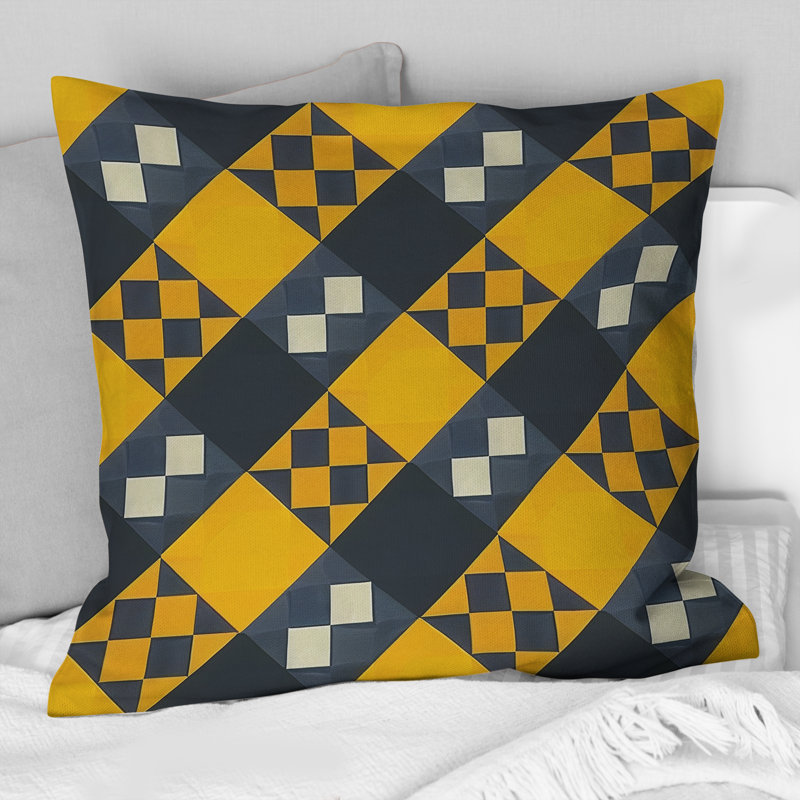 Coussin jaune moderne Modern Houndstooth I, H 16 po x l 16 po