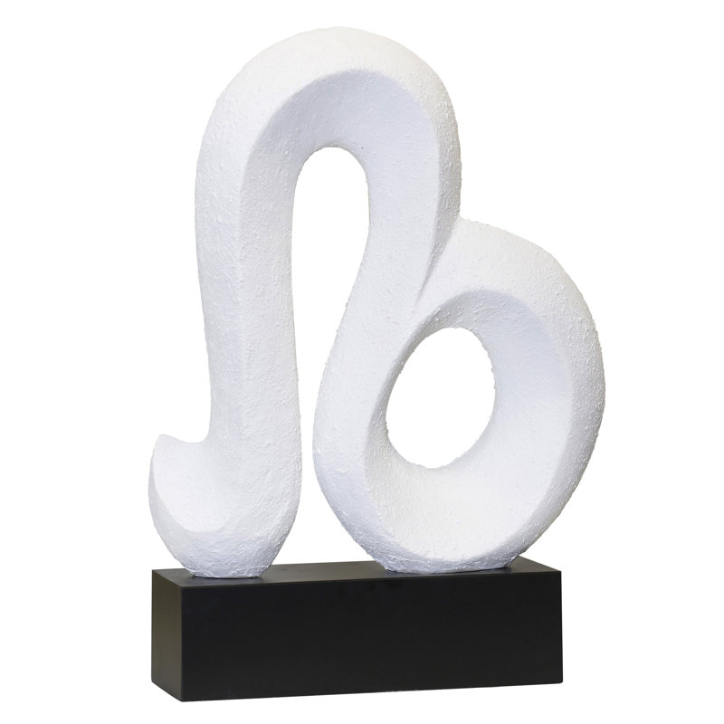 Leo Statue - Matte White Finish On Resin With Matte Black Finished Metal Base