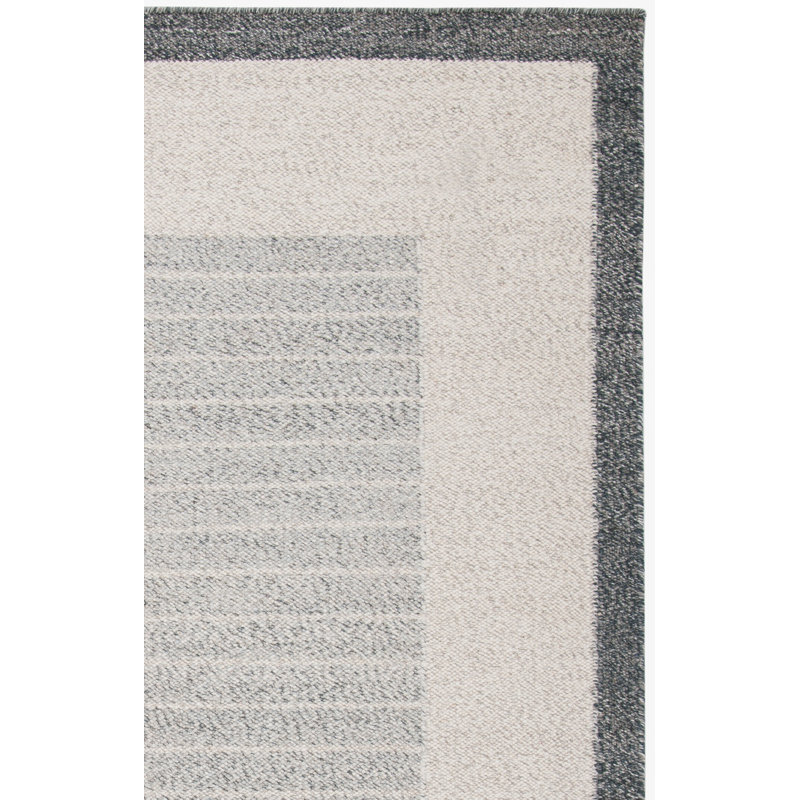 Tapis gris en laine / coton à tissage plat Bardin, Rectangle 3 pi x 5 pi