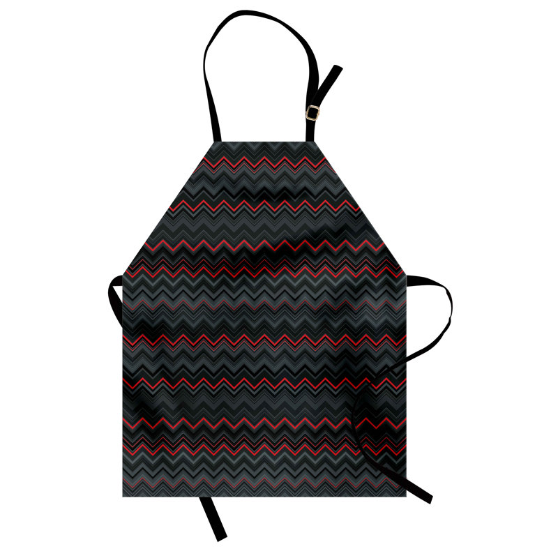 Tablier abstrait East Urban Home, motif à chevrons en zigzag, taille adulte, gris anthracite