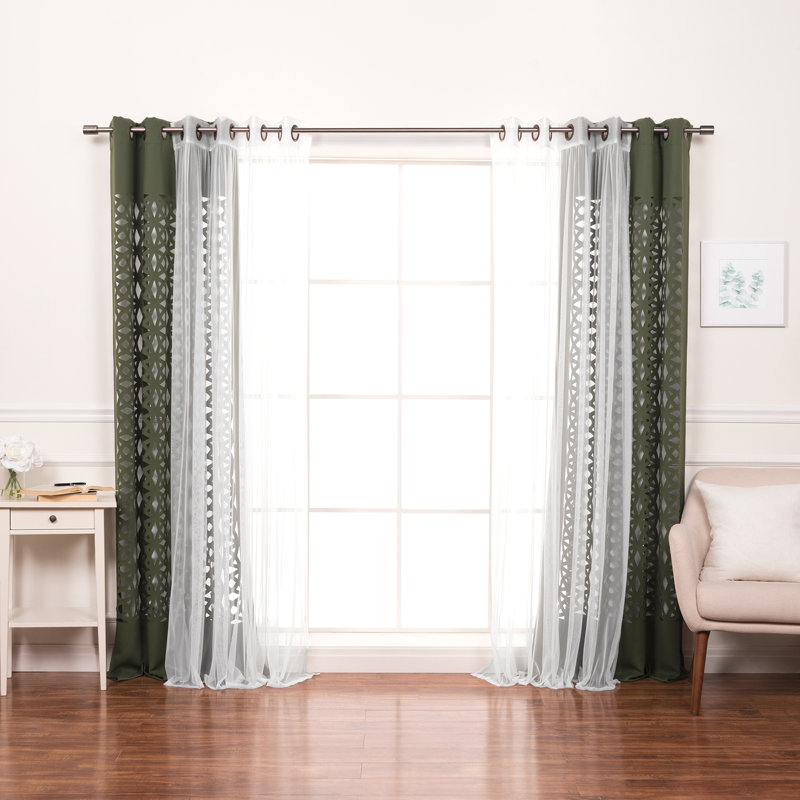 Polyester Trellis Laser Cut Out Curtains, Moss