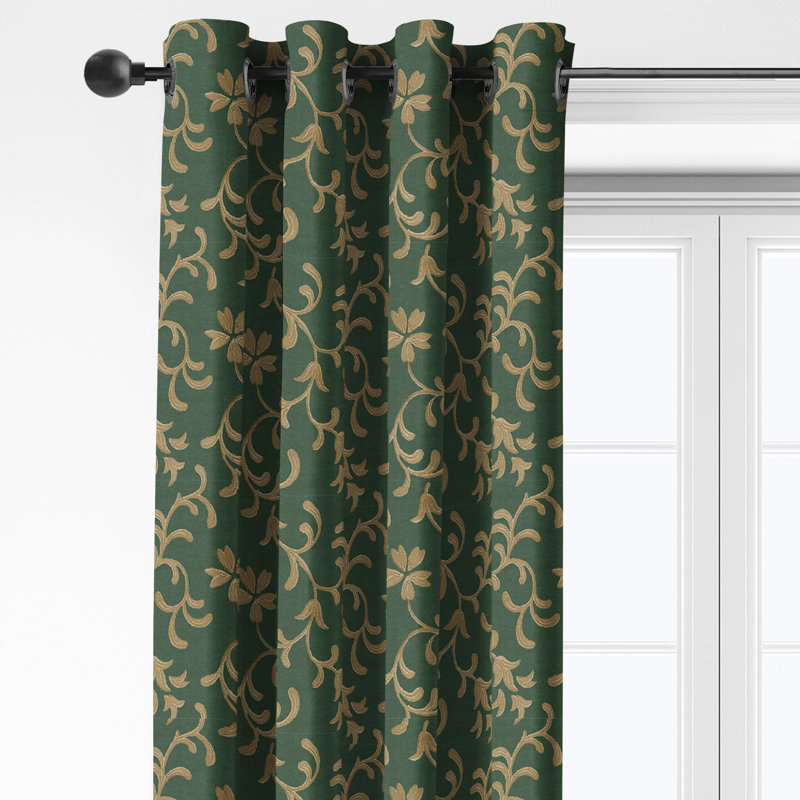 Paire de rideaux avec œillets Casmir Emerald (l 50 po x L 84 po), Émeraude, L 50 po x L 84 po