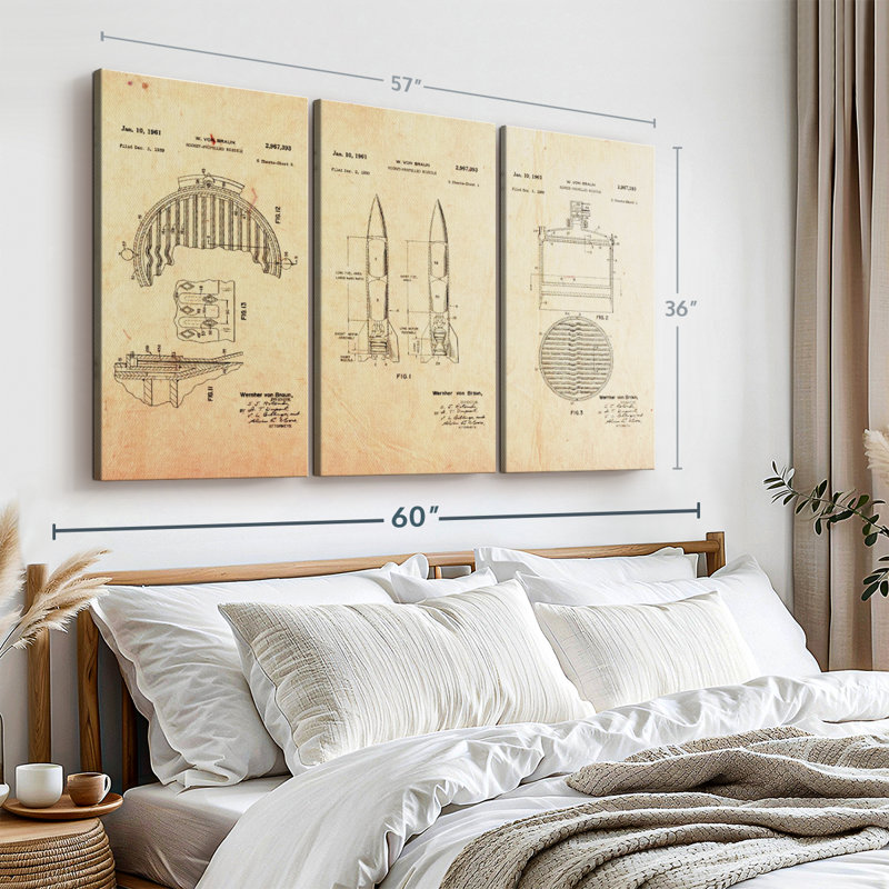 Impression sur toile rétro Rocket, H 36 po x l 57 po x P 1,25 po