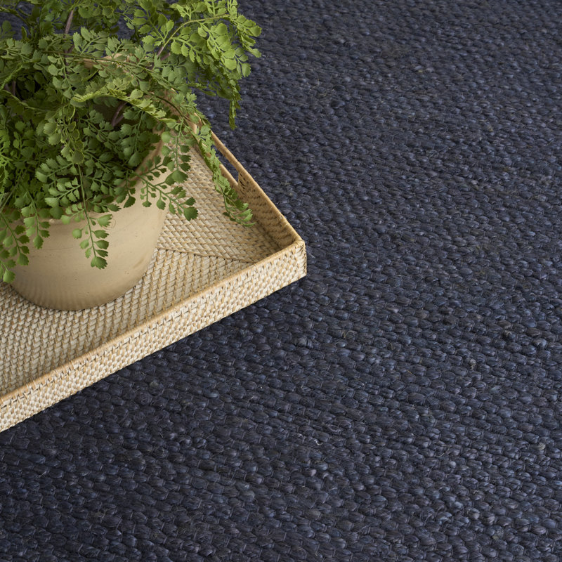  Natural Jute 6' x 9' Navy Farmhouse Indoor Rug, Rectangle 6' x 9', Navy
