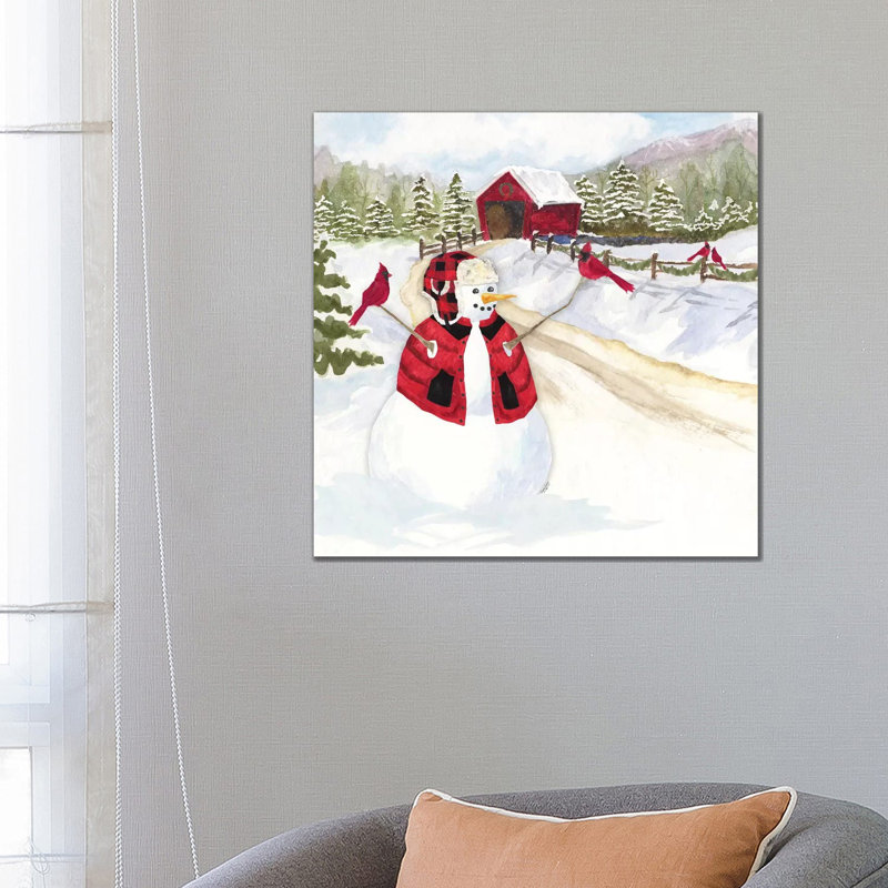 Snowman Christmas III by Tara Reed - Wrapped Canvas Painting, 30.48 cm H x 30.48 cm W