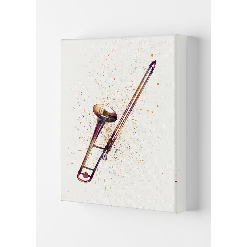 Trombone Watercolour by Michael Tompsett - Print, Wrapped Canvas, 59.4cm H x 42cm W x 4cm D