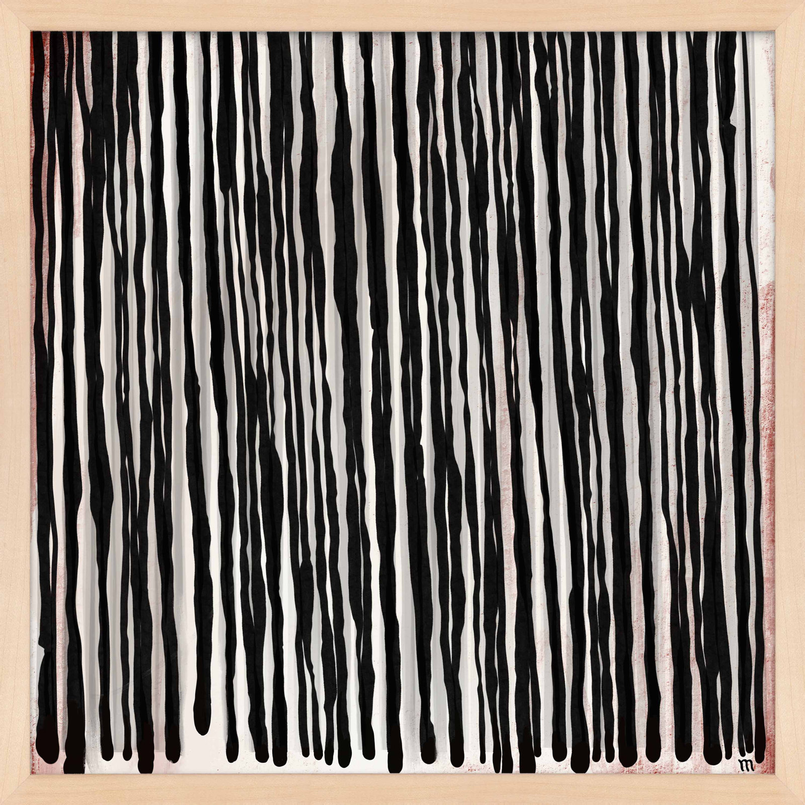 Black Waterfall by Marco Marella For Studio M, 36" H x 36" W, Maple Paper Framed