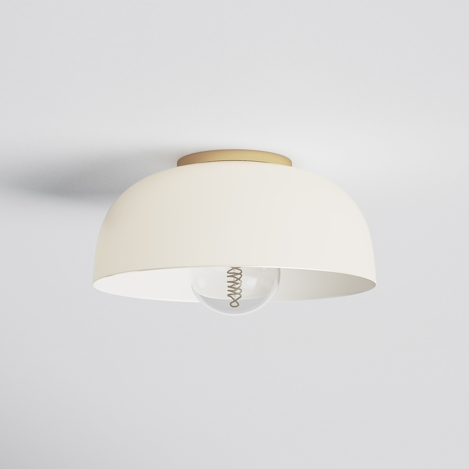 Rodanthe Single Light Metal Flush Mount, Aged Brass, Cream, 5" H x 11" W x 11" D