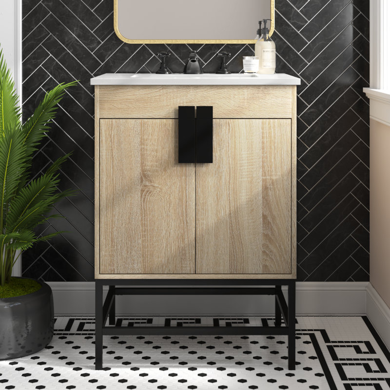 Ensemble de meuble-lavabo simple 24 po Eugene, Bois de manguier
