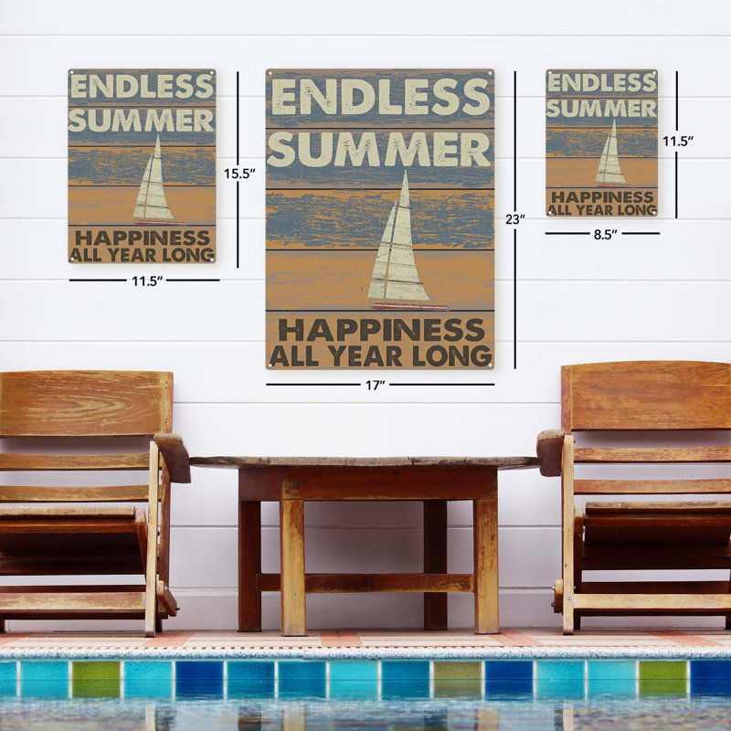 Plaque rustique en métal «Rustic Endless Summer», H 11,5 po x l 8,5 po x P 0,04 po