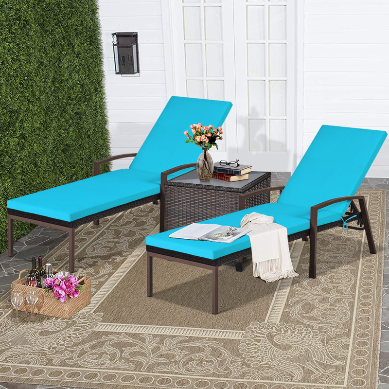 Chaise longue d'extérieur en métal Kestrel, Bleu