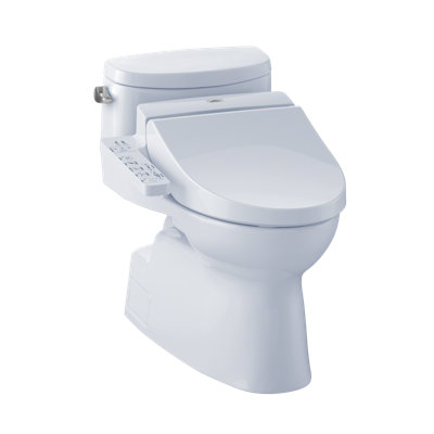 Toilette allongée une pièce 1,28 GPF TOTO® WASHLET + ® Carolina® II et siège de bidet WASHLET® C100, blanc coton