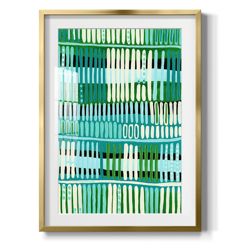 Motif bleu sarcelle I - impression encadrée, Doré, H 28,5 po x l 20,5 po