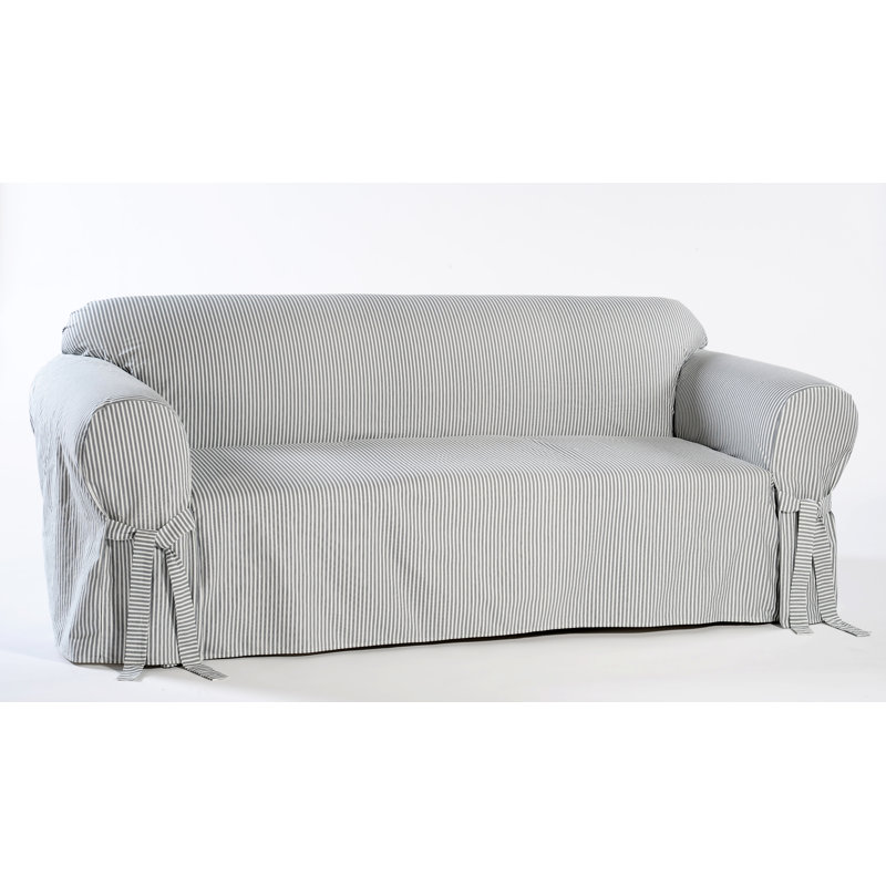 Housse pour causeuse à coussins carrés/rectangulaires rayée, Bleu marine