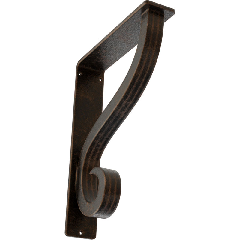 Support simple en fer forgé Ashford, Bronze vieilli, H 10 po x l 2 po x P 7,5 po