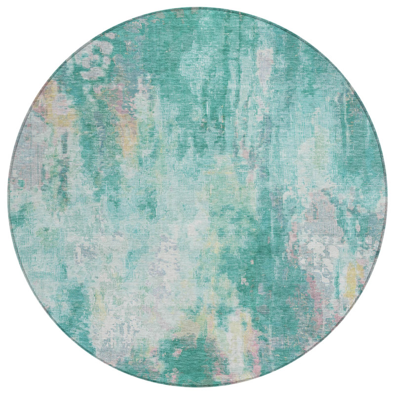 Tapis rond bleu 8 po
