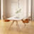 White Rectangular Sintered Stone tabletop with Solid wood Dining Table For Dining Room/Kitchen-1508077597