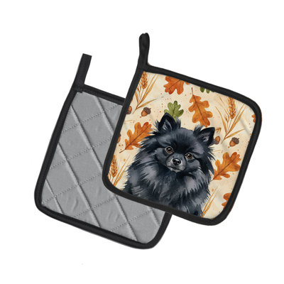 Paire de porte-casseroles noirs Pomeranian Heirloom