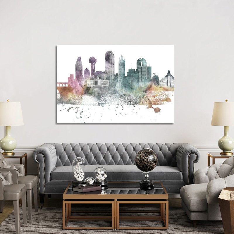Dallas Pastel Skylines - Wrapped Canvas Print, 152.5 cm H x 101.5 cm W