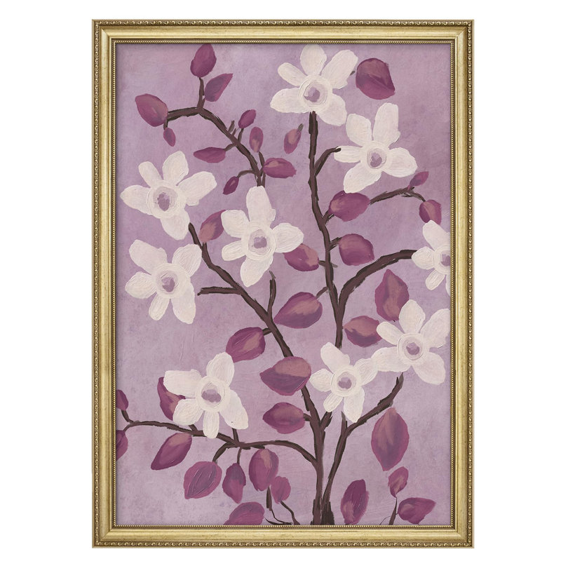 "Pastel mauve mauve en fleurs, impressionisme, décoration murale encadrée or", Non