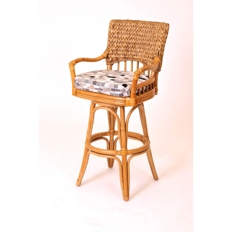 Tabouret pivotant Charrie, Turquoise Phins, Miel antique, Tabouret de bar (siège d'une hauteur de 30 po)