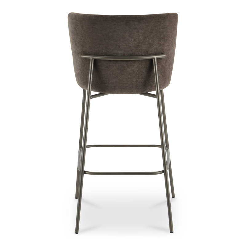 Early Upholstered Stool, Bar Stool (30.3" Seat Height), Dark Brown Polyester