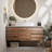 48" Modern Wall-Mounted Bathroom Vanity with Walnut Veneer and White Ceramic Sink