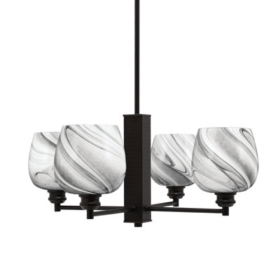 Edge 4 Light Chandelier With 6" Glass