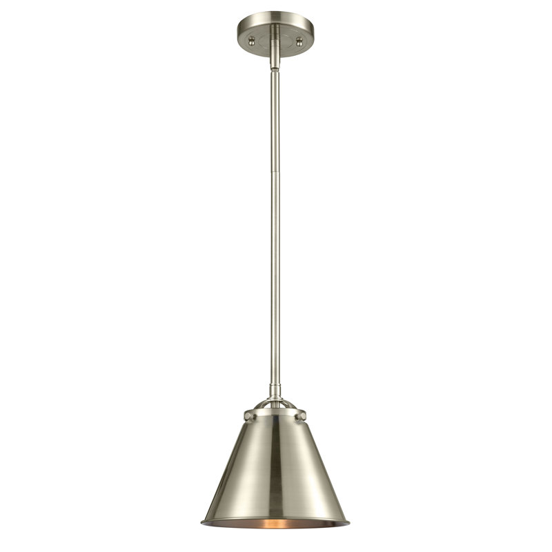 Luminaire suspendu conique à 1 lumière Donovan, DEL, Nickel satiné brossé, Nickel satiné brossé