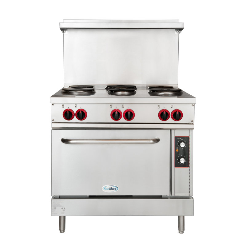 36 In. Commercial Electric Range with 6 Burners and 1 Standard Electric Oven in Stainless Steel - 208V 3 Phase