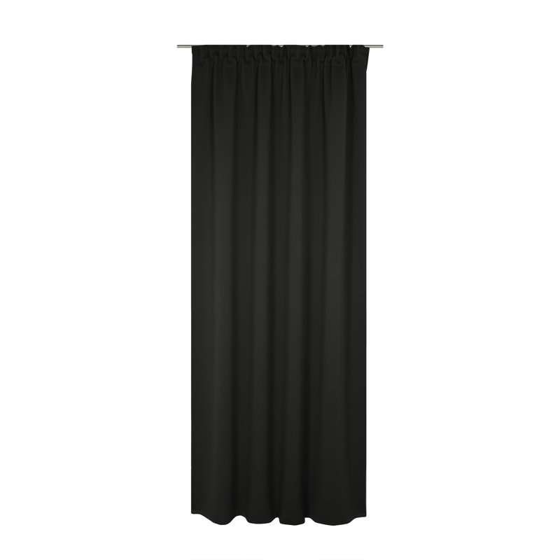 Newbury 67% Polyester And 33% Cotton Room Darkening Single Curtain Panel, 130cm Width x 295cm Drop, Black