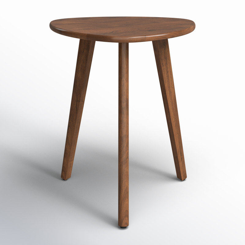 Azori 18" Solid Wood 3-Leg End Table with Triangular Top, Walnut