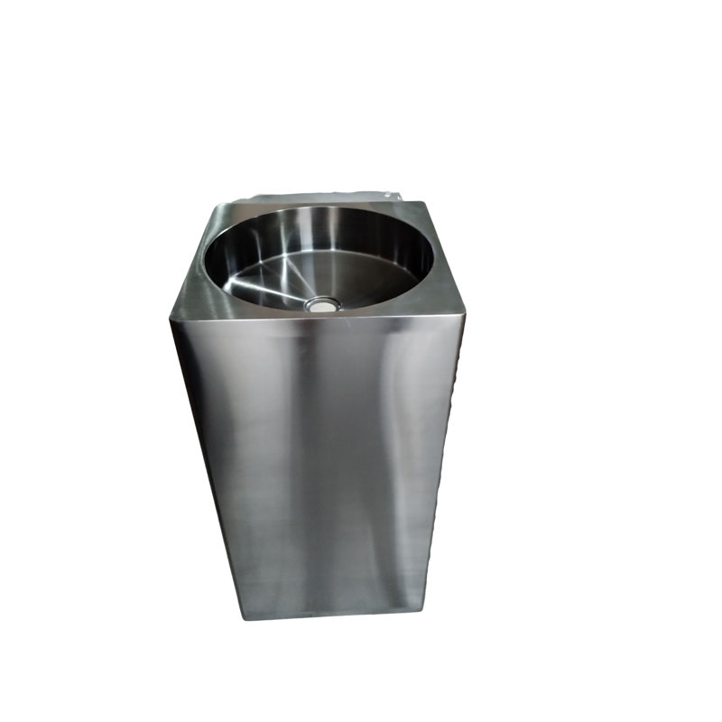 Lavabo sur pied gris en acier inoxydable
