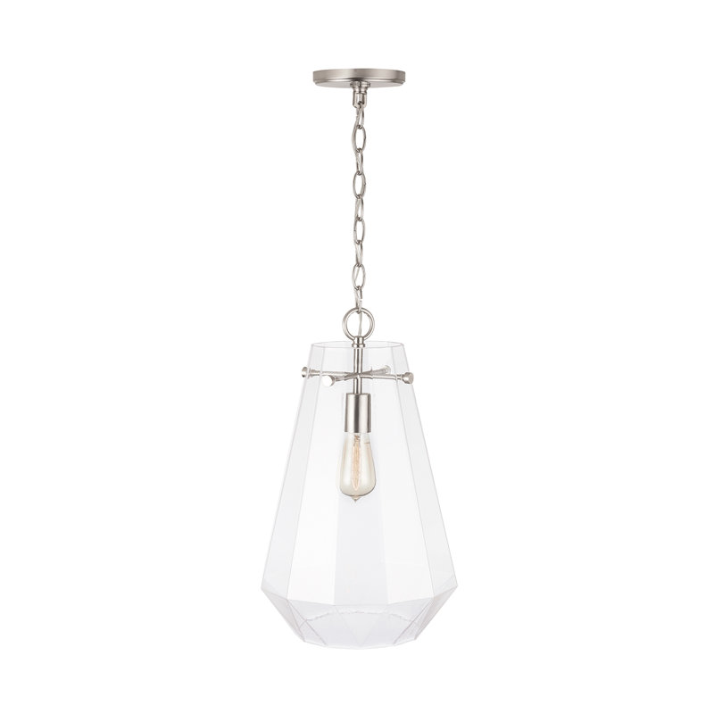 Luminaire suspendu géométrique à 1 lumière Annie, Nickel brossé