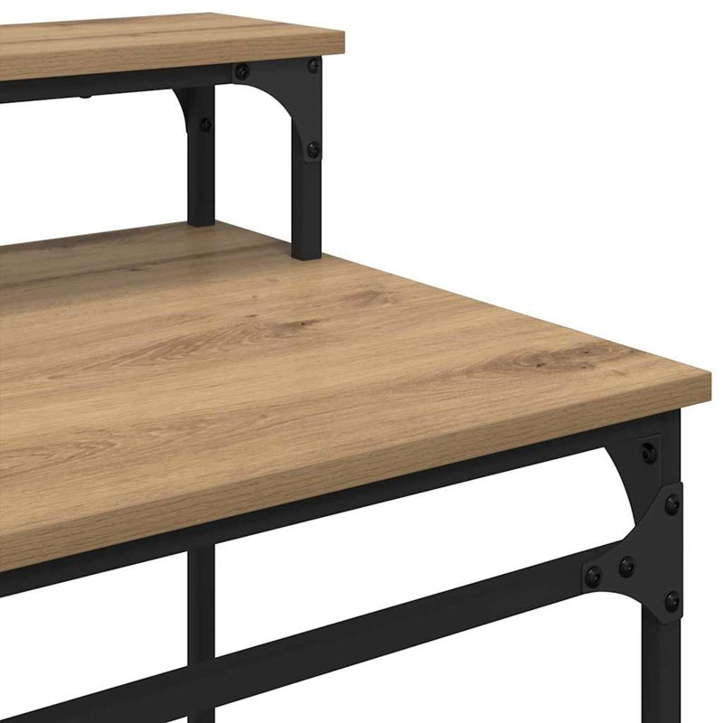 Metal Base Computer Desk, 90cm. H x 100cm. W x 50cm. D, Artisan Oak