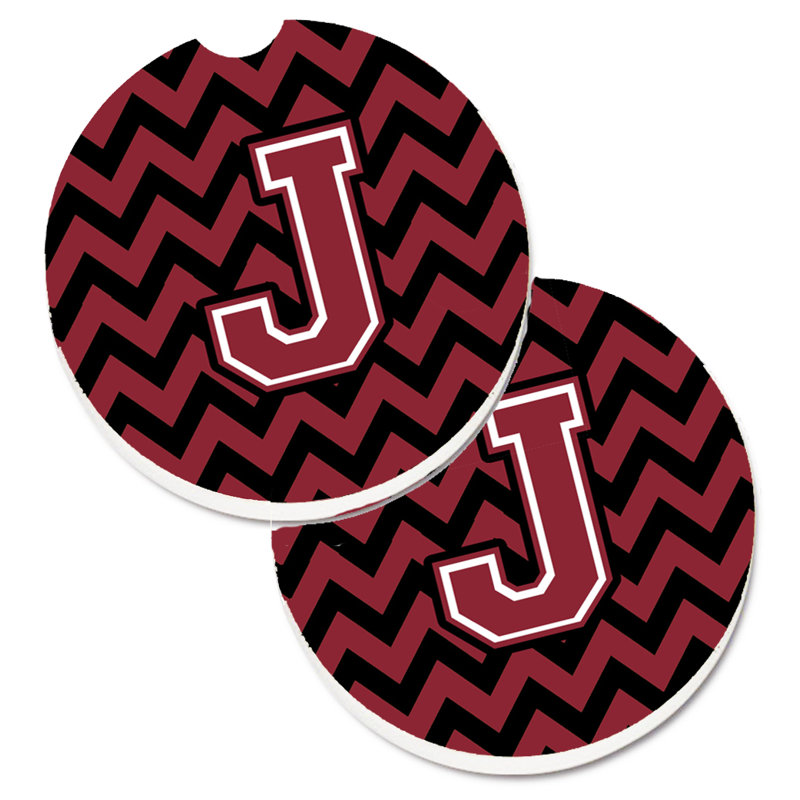 Sous-verre pour voiture, J, Grenat / noir