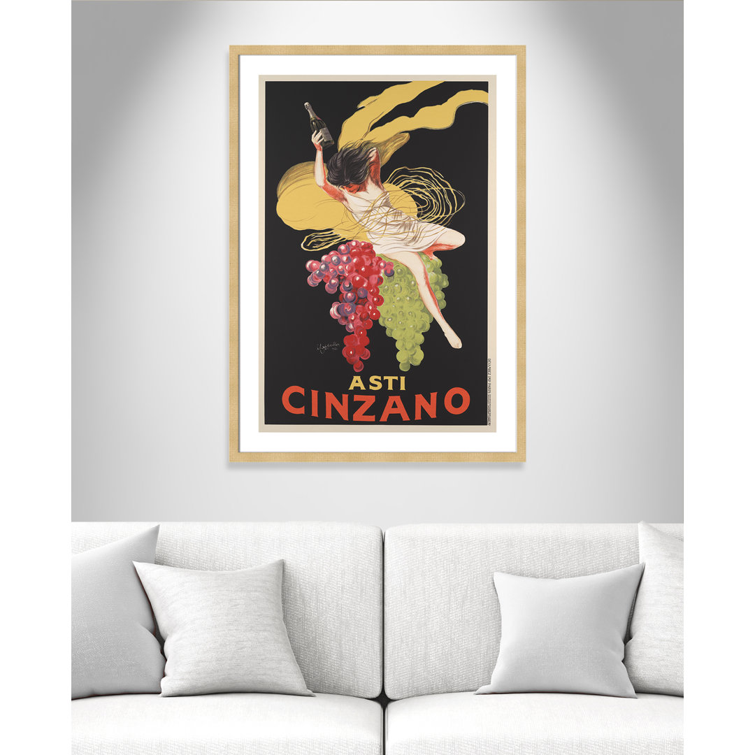 Brickhill Asti Cinzano' Framed Vintage Advertisement on Paper in Black/Yellow Red Barrel Studio® Frame 