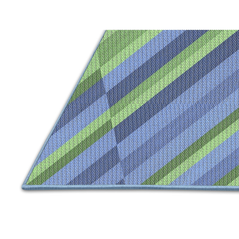 Tapis bleu/vert tissé à la machine, Tapis de couloir 2 pi x 5 pi