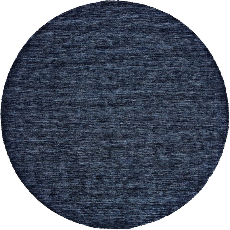 Tapis en laine tissé à la main Kaden, Rond 8 pi, Bleu